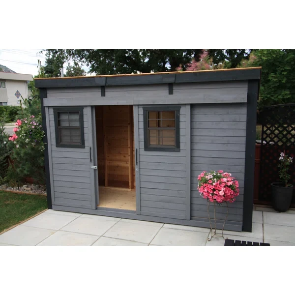 12 ft. W x 4 ft. D Sliding Door Cedar Wood Storage Shed