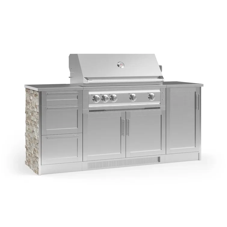 Outdoor Kitchen Signature Series 6 Piece Cabinet Set with 40 in. Natural Gas Platinum Grill