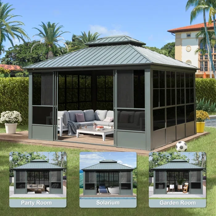 12 Ft. W x 14 Ft. D Metal Patio Gazebo