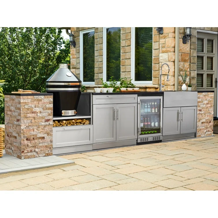 Outdoor Kitchen Signature Series 11 Piece Cabinet Set with 40 in. Natural Gas Platinum Grill