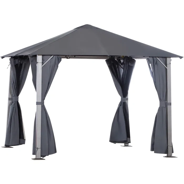 Soft Top Gazebo with Steel Frame and Mesh Curtain Sidewalls