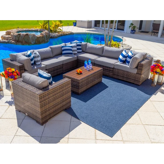 Yussuf 19 Piece Rattan Complete Patio Set with Cushions