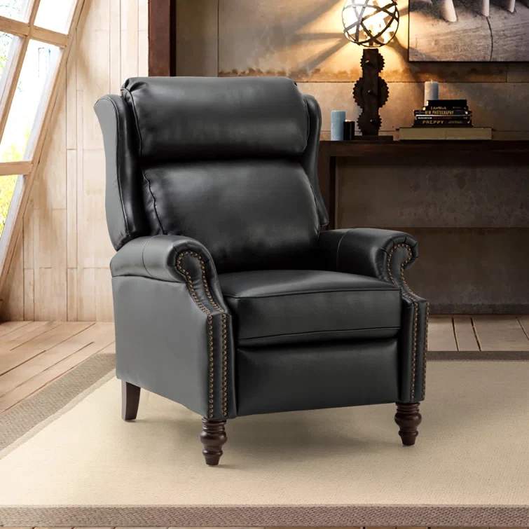 Ambrosane 33" Wide Genuine Leather Manual Standard Recliner