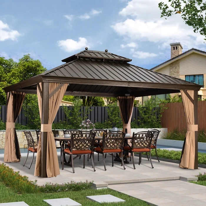 10ft. H × 14ft. W × 12ft. D Aluminum Patio Gazebo