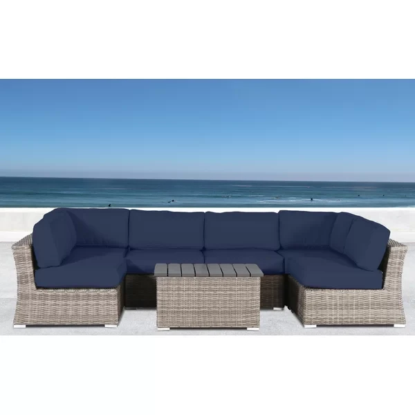 Aishah Rattan Wicker Fully Assembled 4 - Person Seating Group with Sunbrella Cushions