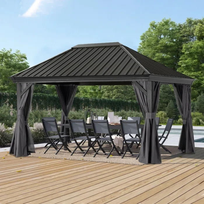 Aluminum Patio Gazebo 16 ft. x 12 ft. Permanent Hardtop Gazebos