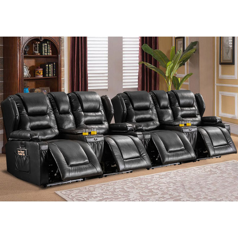 66.9" Wide Power Recliner Loveseat Sofa with Console, Bluetooth Speaker and LED Lights