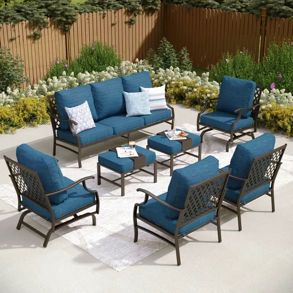 Asfand 9 - Person Outdoor Seating Group with Cushions