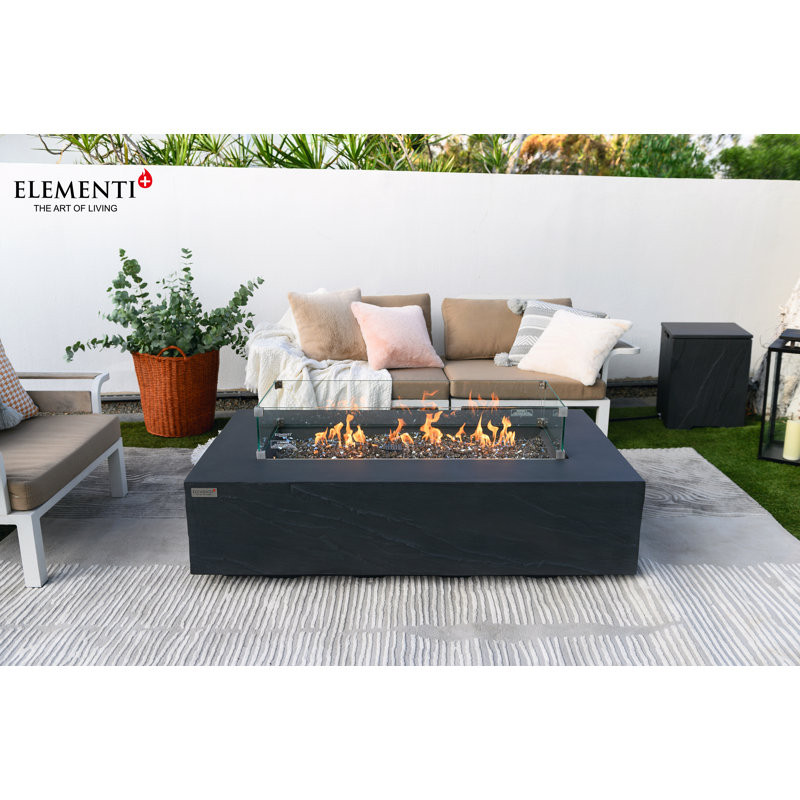 Meteora&Cape Town&Colorado 56" Rectangle Concrete Sandstone Fire Pit Table - by Elementi Plus