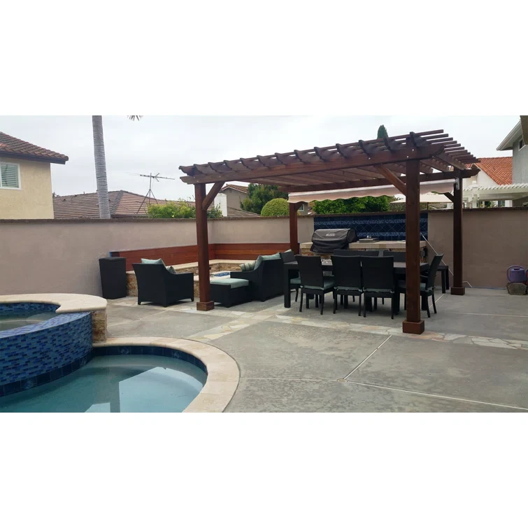 6 ft. W x 16 ft. DSolid Mission Brown Redwood Pergola