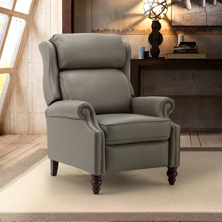 Ambrosane 33" Wide Genuine Leather Manual Standard Recliner