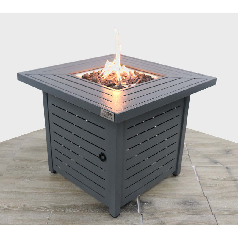 Havalah 25" H x 30" W Stainless Steel Propane/Natural Gas Outdoor Fire Pit Table with Lid