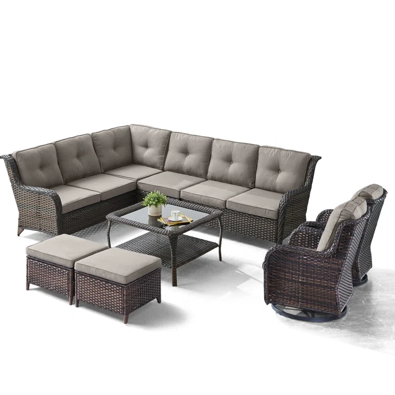 Tannar 8 Person Outdoor Sectional Seating Group with Cushions