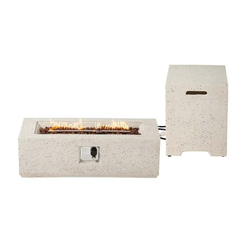 13'' H x 42'' W Concrete Propane Outdoor Fire Pit Table