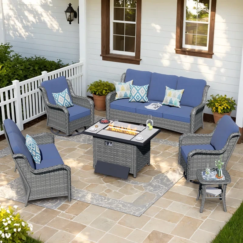 Tommy 7 - Person Outdoor Seating Group with Cushions