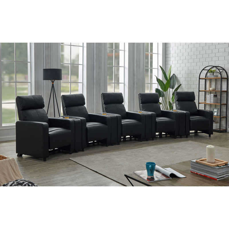 Faux Leather Home Theater Seating with Cup Holder