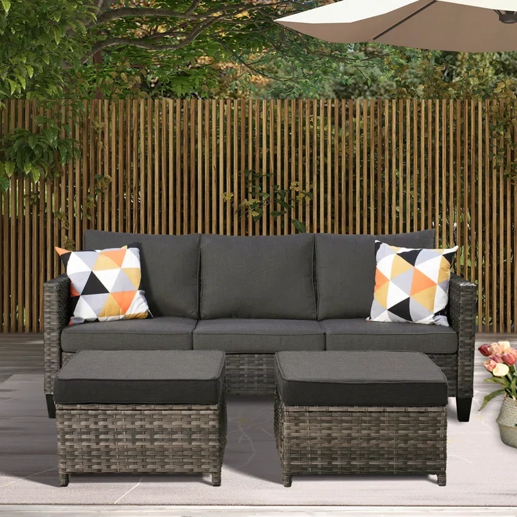 Joette Wicker/rattan 2 - Person Seating Group With Cushions (set Of 2)