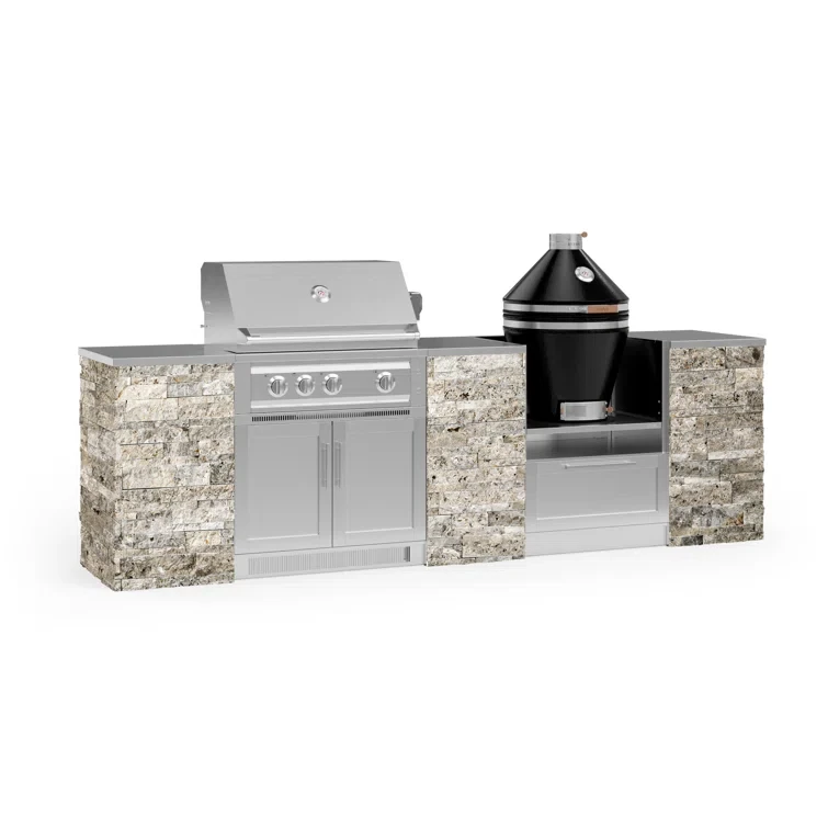 Outdoor Kitchen Signature Series 9 Piece Cabinet Set with 33 in. Propane Gas Platinum Grill