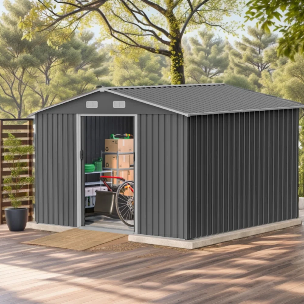 10 ft. W x 8 ft. D Metal Storage Shed