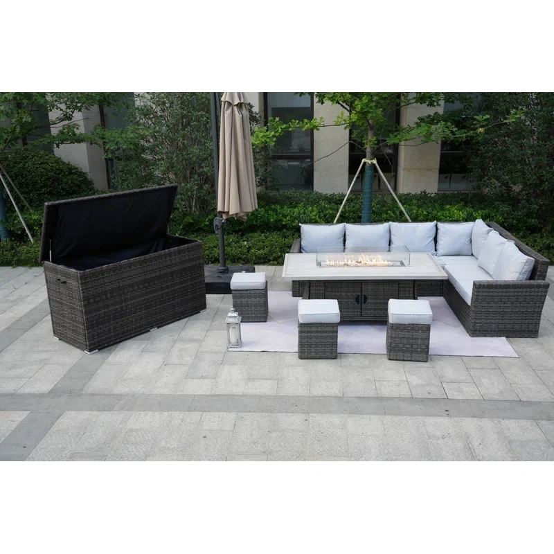 Alseepa 9 - Person Outdoor Seating Group with Cushions