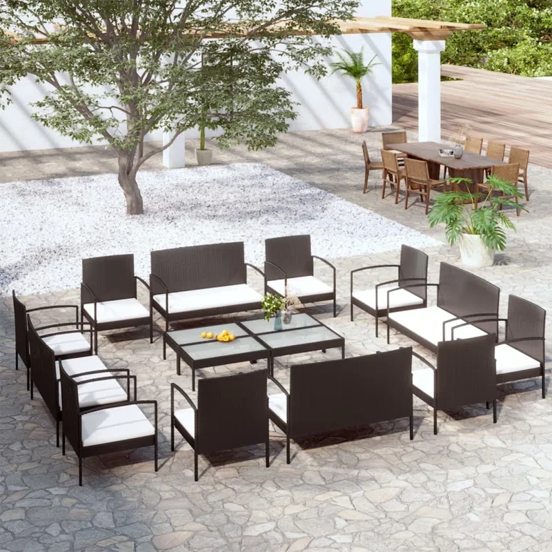 Patio Lounge Set Outdoor Sectional Sofa Set Garden Loveseat Poly Rattan