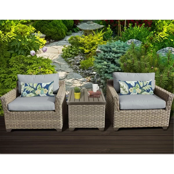 Anupras 3 Piece Outdoor Conversation Set with Club Chairs and Storage Coffee Table