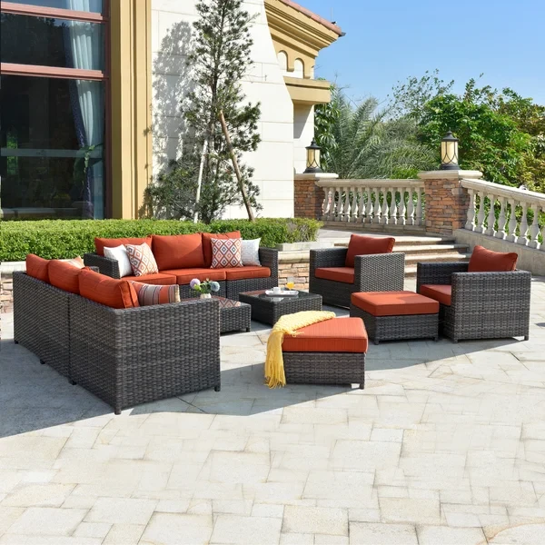 Ameliarose 12 Piece Rattan Sectional Seating Group With Cushions