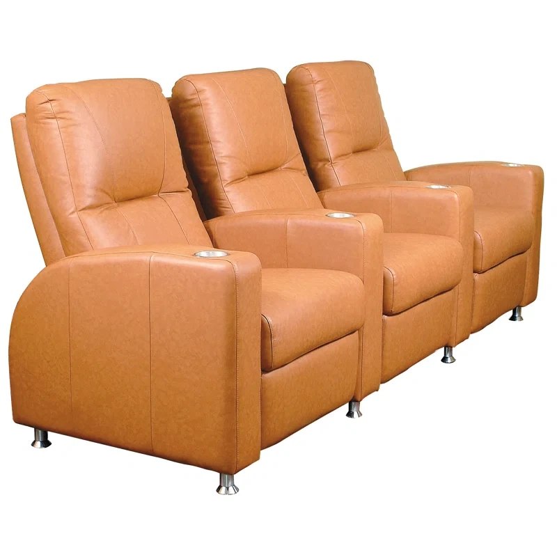 Tristar Leather Home Theater Seating with Cup Holder Type Not Motorized