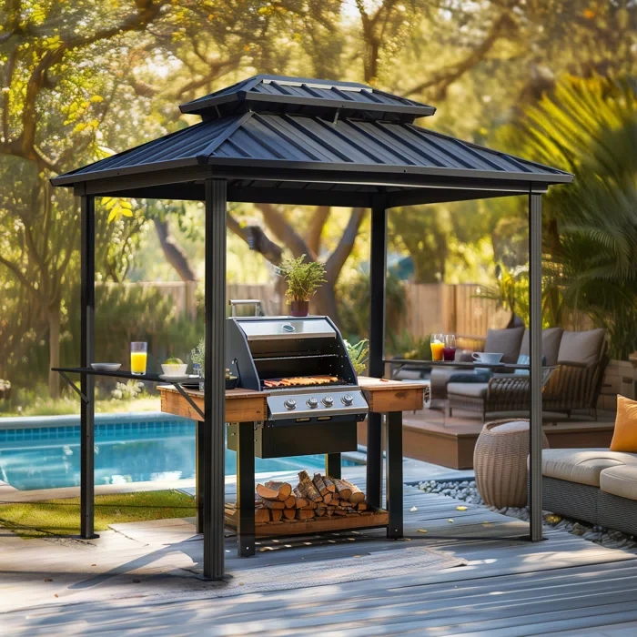 8 Ft. W x 6 Ft. D Aluminum Grill Gazebo