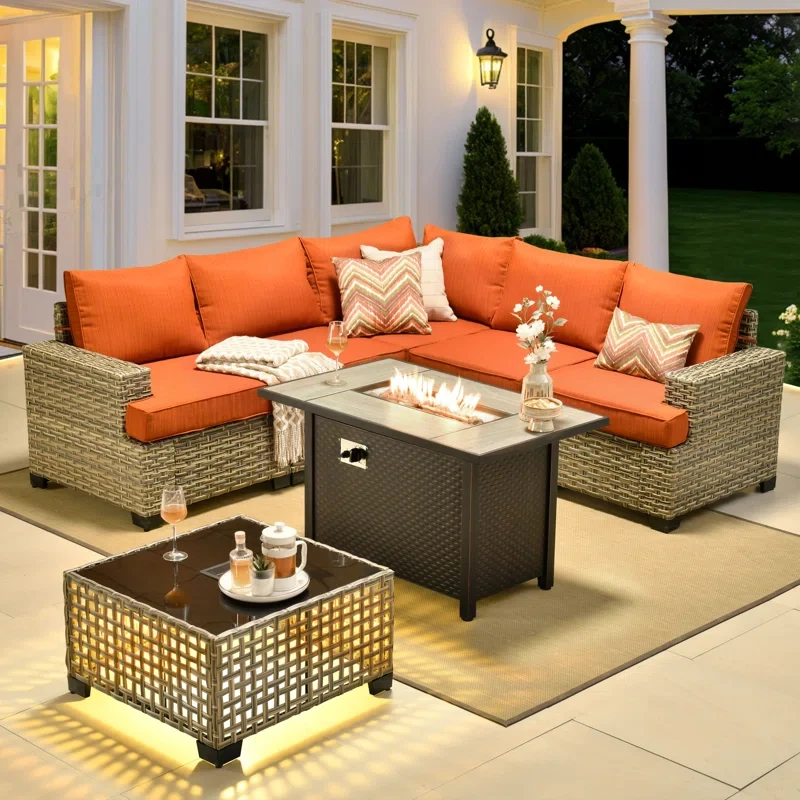 Outdoor Sofa 7-piece Set With Stove