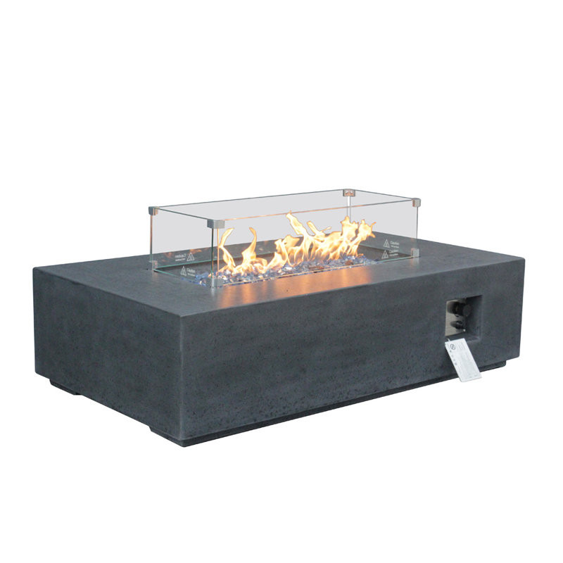 Outdoor Concrete Propane Gas Rectangle Fire Pit Table