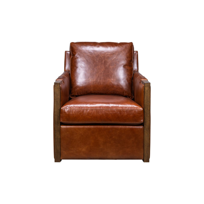 Mylaya Leather Swivel Armchair