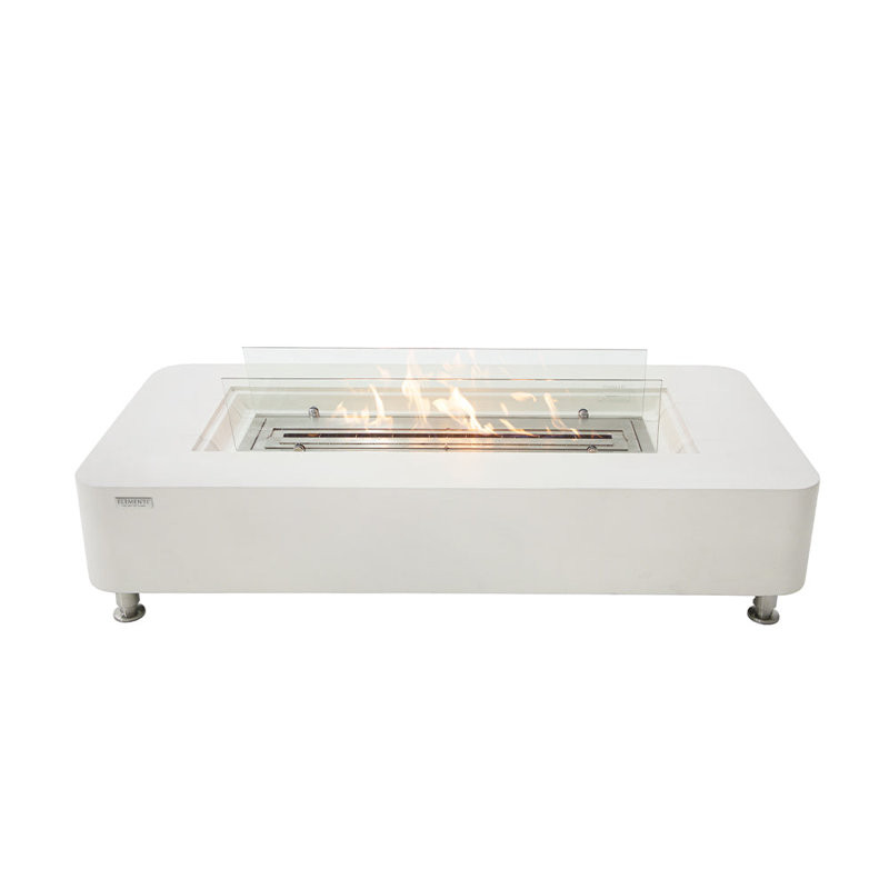 Britani 14'' H x 61.9'' W Concrete Bio-ethanol Fuel Outdoor Fire Pit Table with Lid