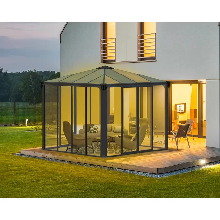 Ledro Aluminum Patio Gazebo with Screen Doors 14 ft. W x 10 ft. D