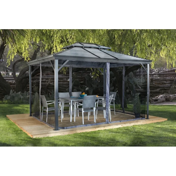 Ventura Aluminum Patio Gazebo 107.48" H x 142.52" W x 116.93" D