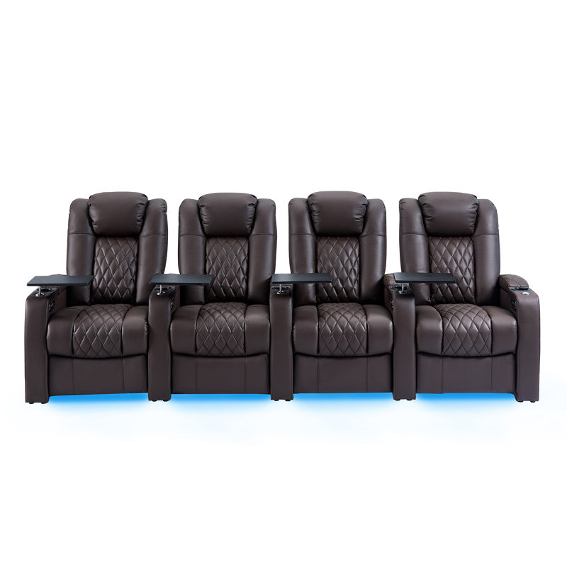 Leather Home Theater Seating Dual Power Movie Theater Chairs Theater Recliner Sofa