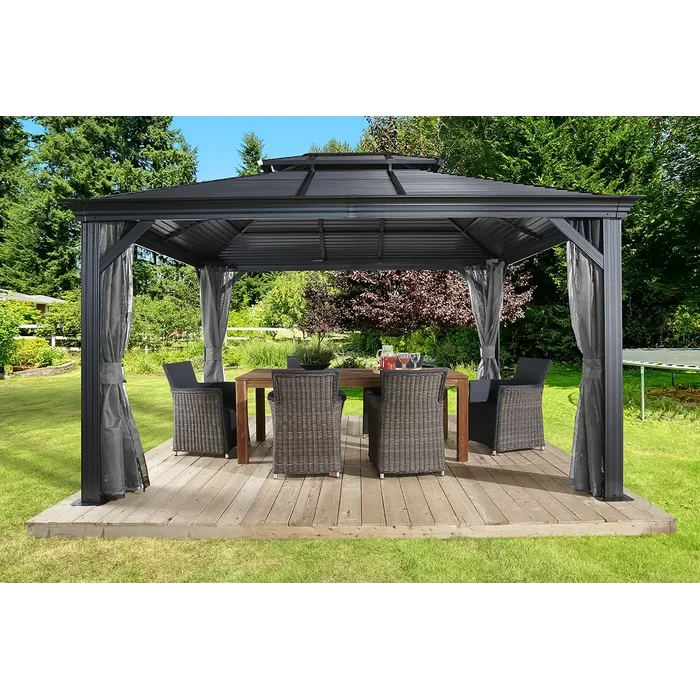 Mykonos II 16 Ft. W x 12 Ft. D Aluminum Patio Gazebo 15.87 ft x 11.9 ft