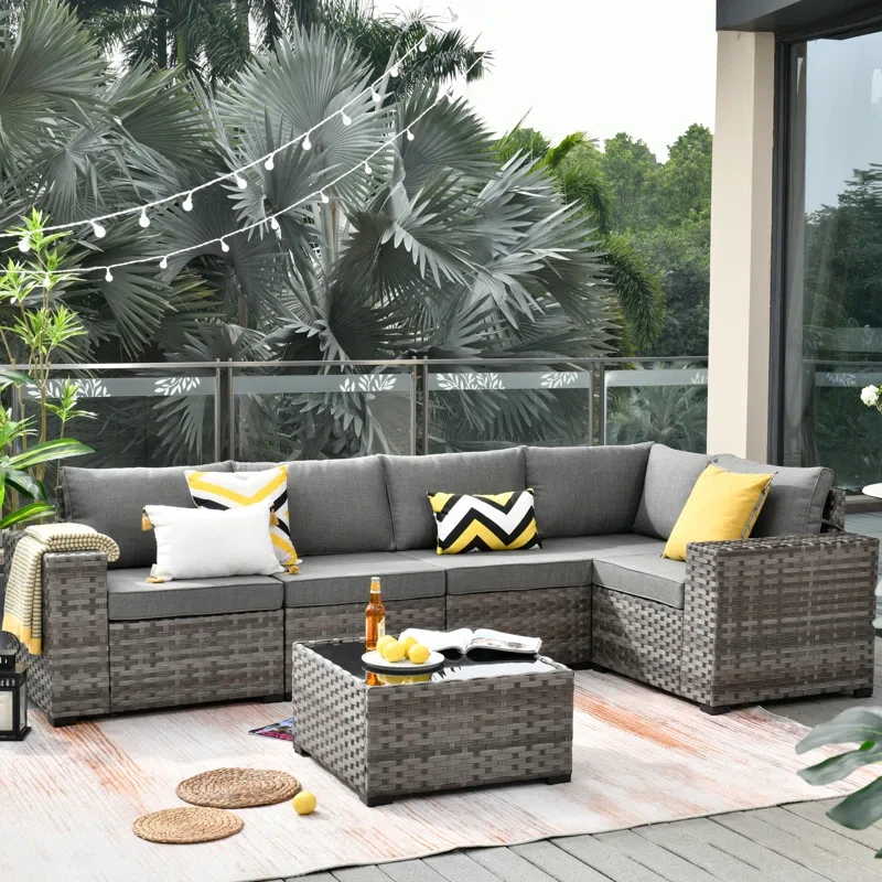 Evanna 6 - Person Outdoor Seating Group with Cushions