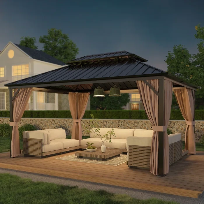 16 Ft. W x 12 Ft. D Steel Patio Gazebo