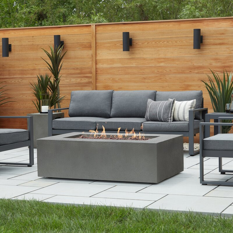 fire pit table, concrete fire pit, natural gas fire pit, 50000 BTU, outdoor fire pit, adjustable flame, weather-resistant fire table