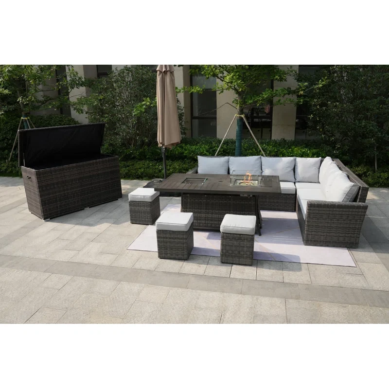 Aliaksey 9 - Person Outdoor Seating Group with Cushions