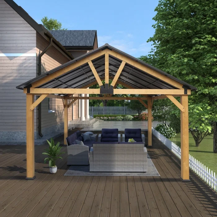 13 Ft. W x 15 Ft. D Solid Wood Patio Gazebo