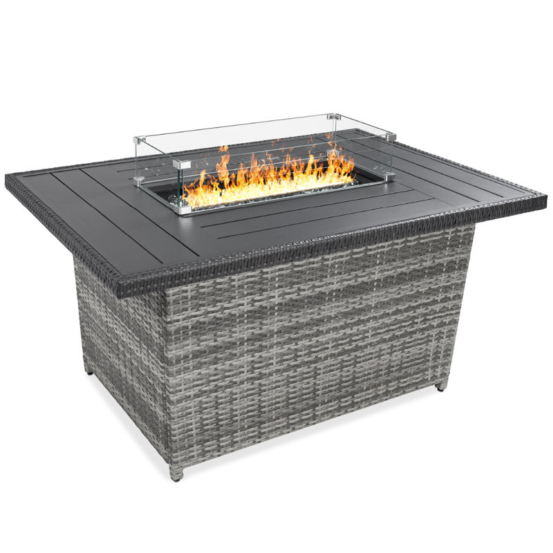 Deonte 24.75'' H x 34'' W Polyresin Propane Outdoor Fire Pit Table