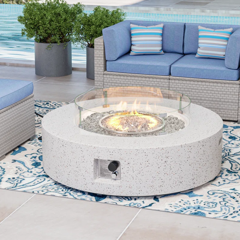 Outdoor Concrete Propane Fire Pit Table