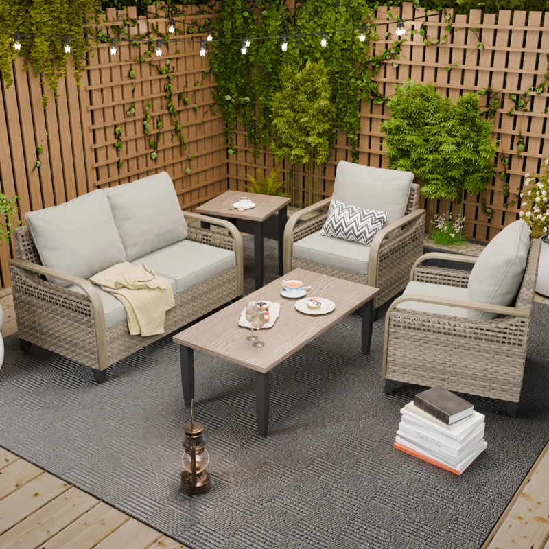 Mellon 4 - Person Outdoor Seating Group with Cushions