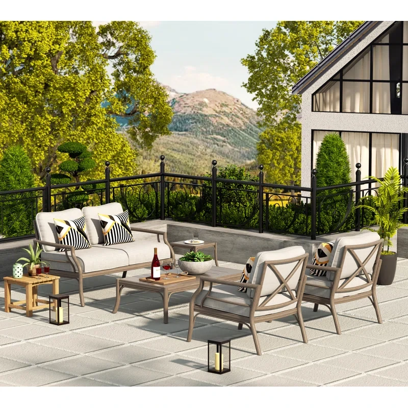 4-person Patio Aluminum Conversation Set With Olefin Cushions