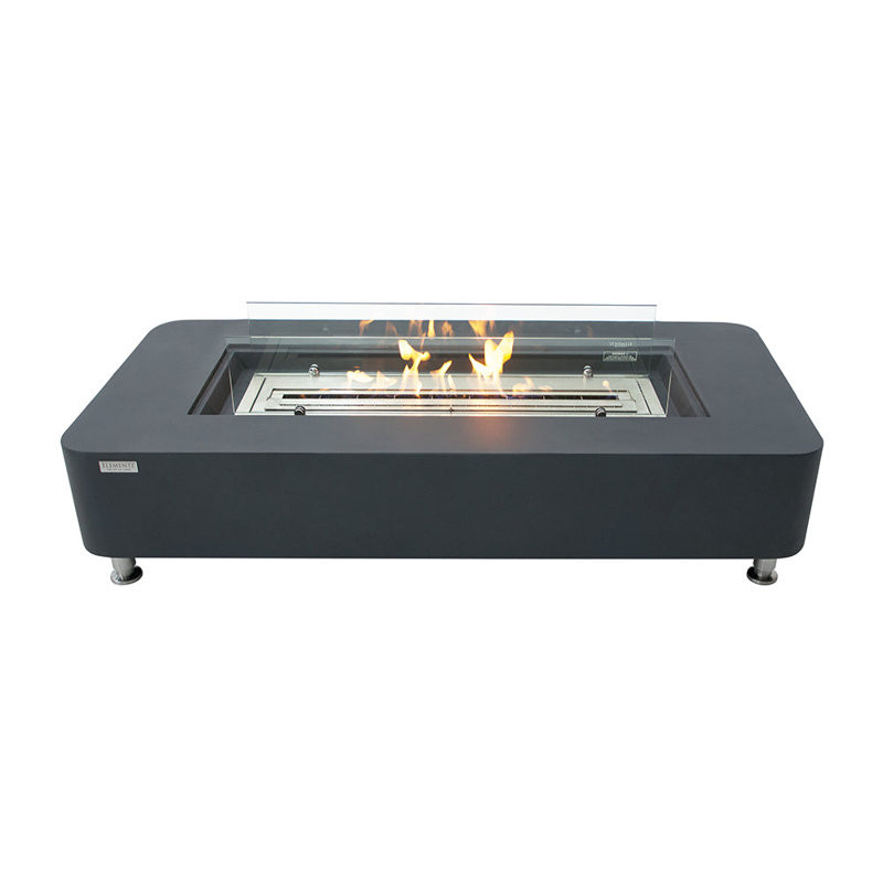 Britani 14'' H x 61.9'' W Concrete Bio-ethanol Fuel Outdoor Fire Pit Table with Lid