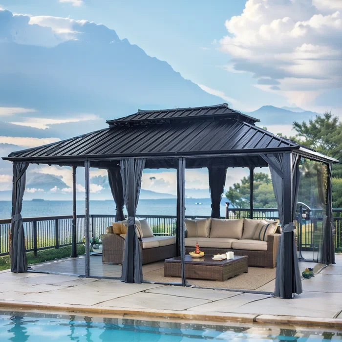 Aluminum Vault Gazebo 115" H x 212.6" W x 143.7" D