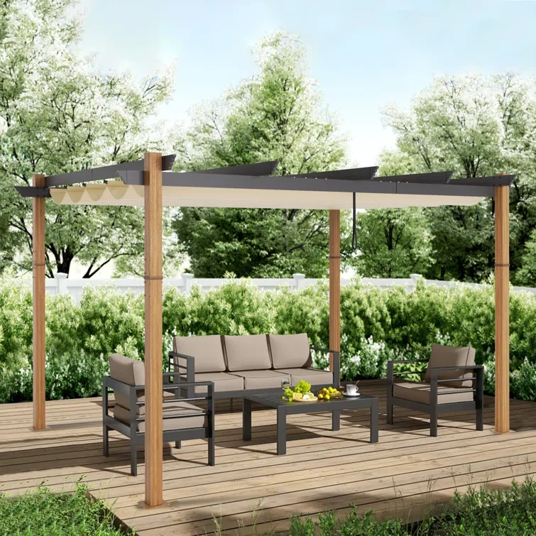 13 Ft. W X 10 Ft. D Aluminum Pergola With Canopy