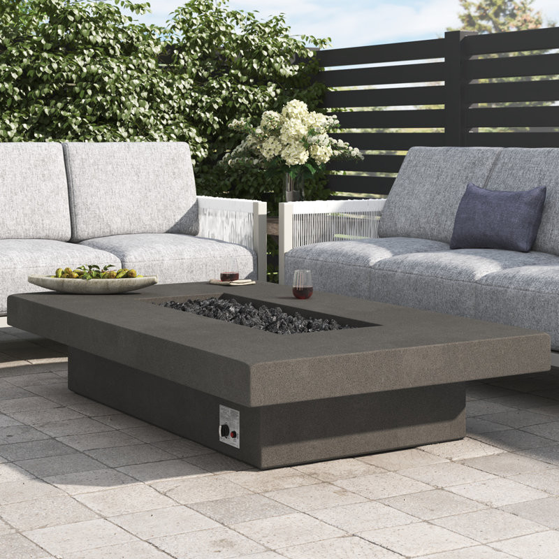 Geneva 72" Rectangle Concrete Propane Fire Pit Table by Jensen Co.